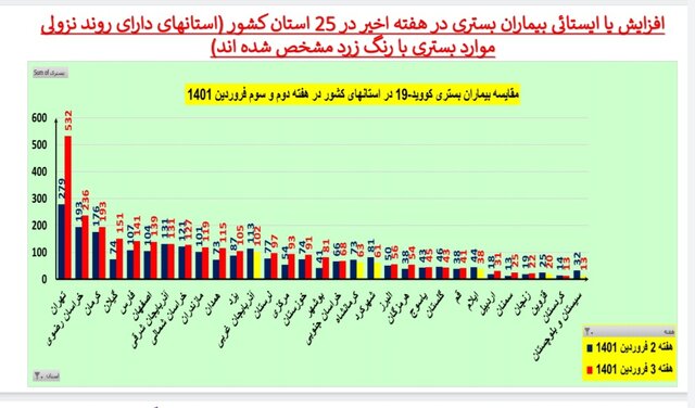 افزایش بسترهای کرونا یا رکود / فوت در تهران در ۲۵ استان